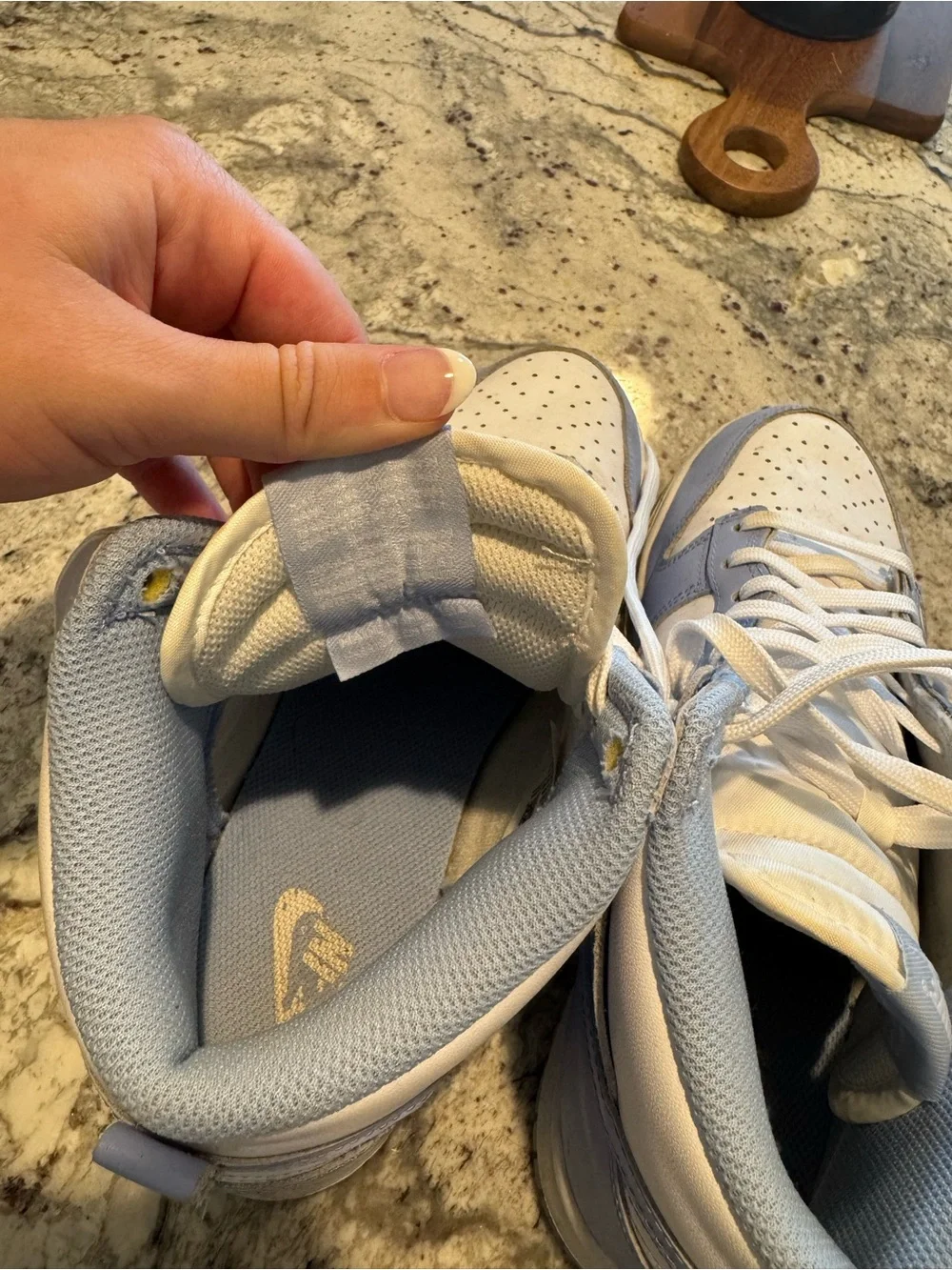 Nike High-Top Sneakers in White and Light Blue
